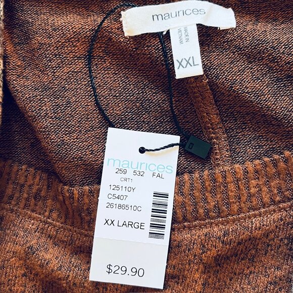 Maurices Haven Cozy Knit Tunic with Curved Hem in Orange/Brown (XXL) New w/Tag - Picture 9 of 12